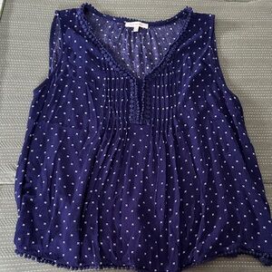 Skies Are Blue Navy and White Sleeveless Blouse